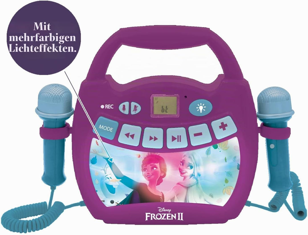 Lexibook, Die Eiskönigin, Tragbarer Karaoke-Digitalplayer für Kinder, Mikrofone, Lichteffekte, Bluet