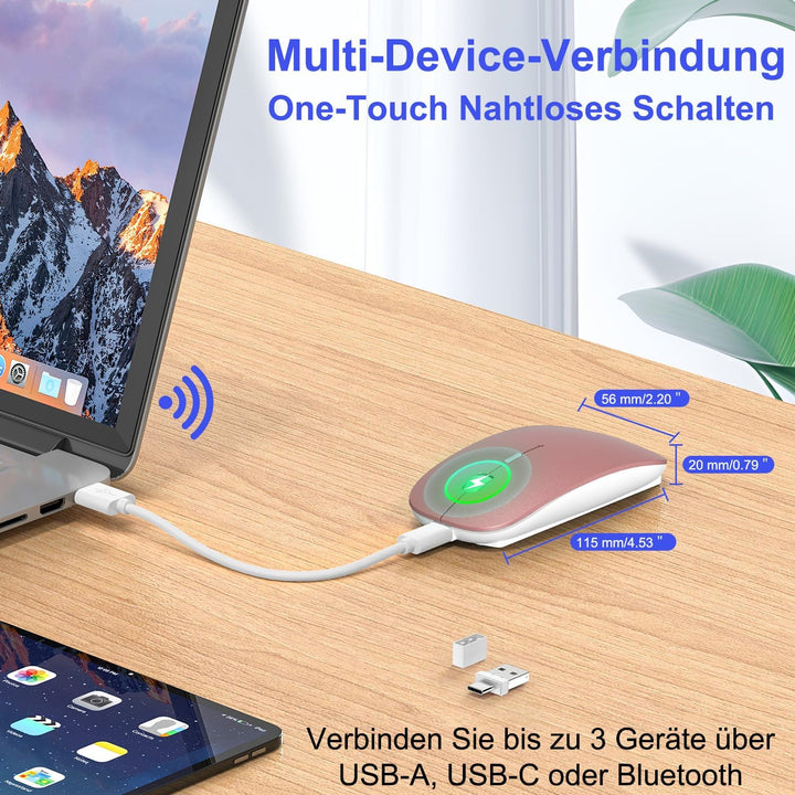 Azmall Bluetooth Kabellose Maus Jiggler Nicht Nachweisbar, Wiederaufladbare Maus Kabellos integriert