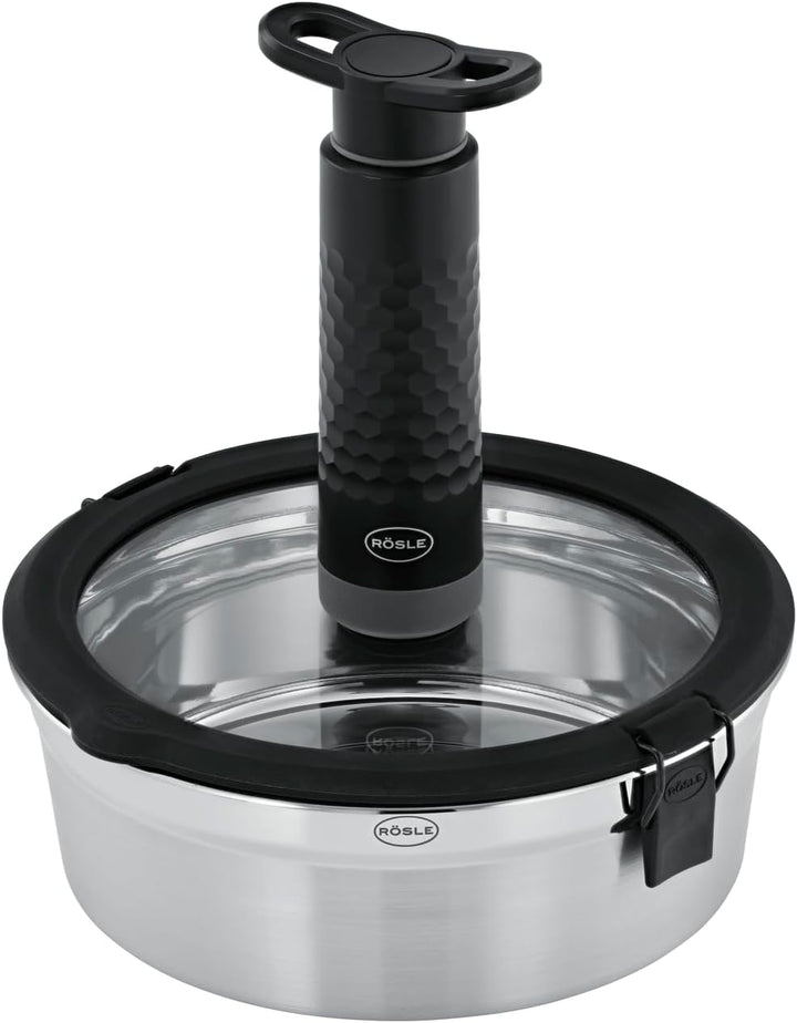 RÖSLE Hand-Vakuumpumpe FLEXX 2GO, mit wenigen Handgriffen Vakkum erzeugen, schwarz manuell (manual),