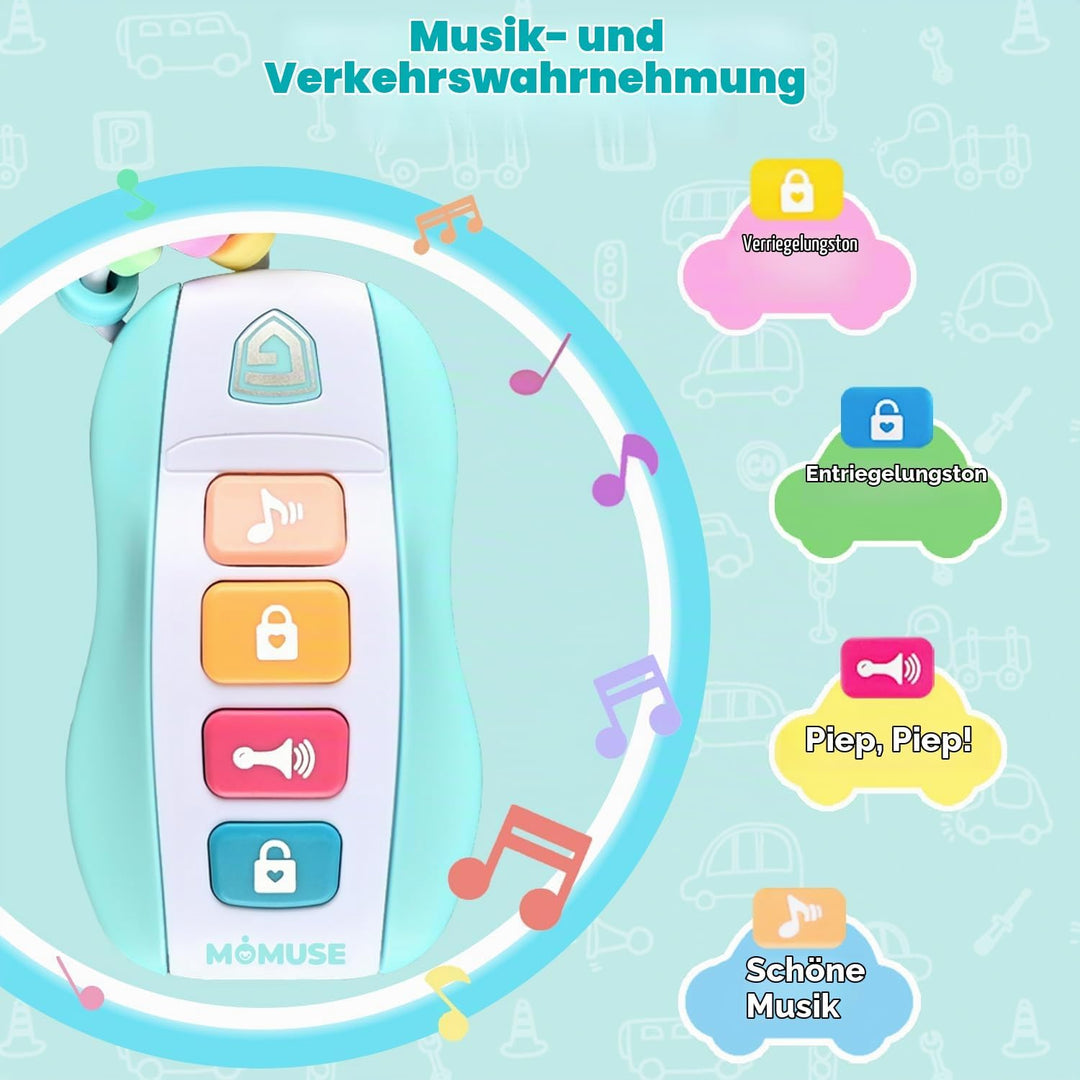 MOMUSE Beissring Baby, Beissspielzeug mit Autoschlüssel, Baby Spielzeug 1 Jahr, Spielzeug Schlüssel