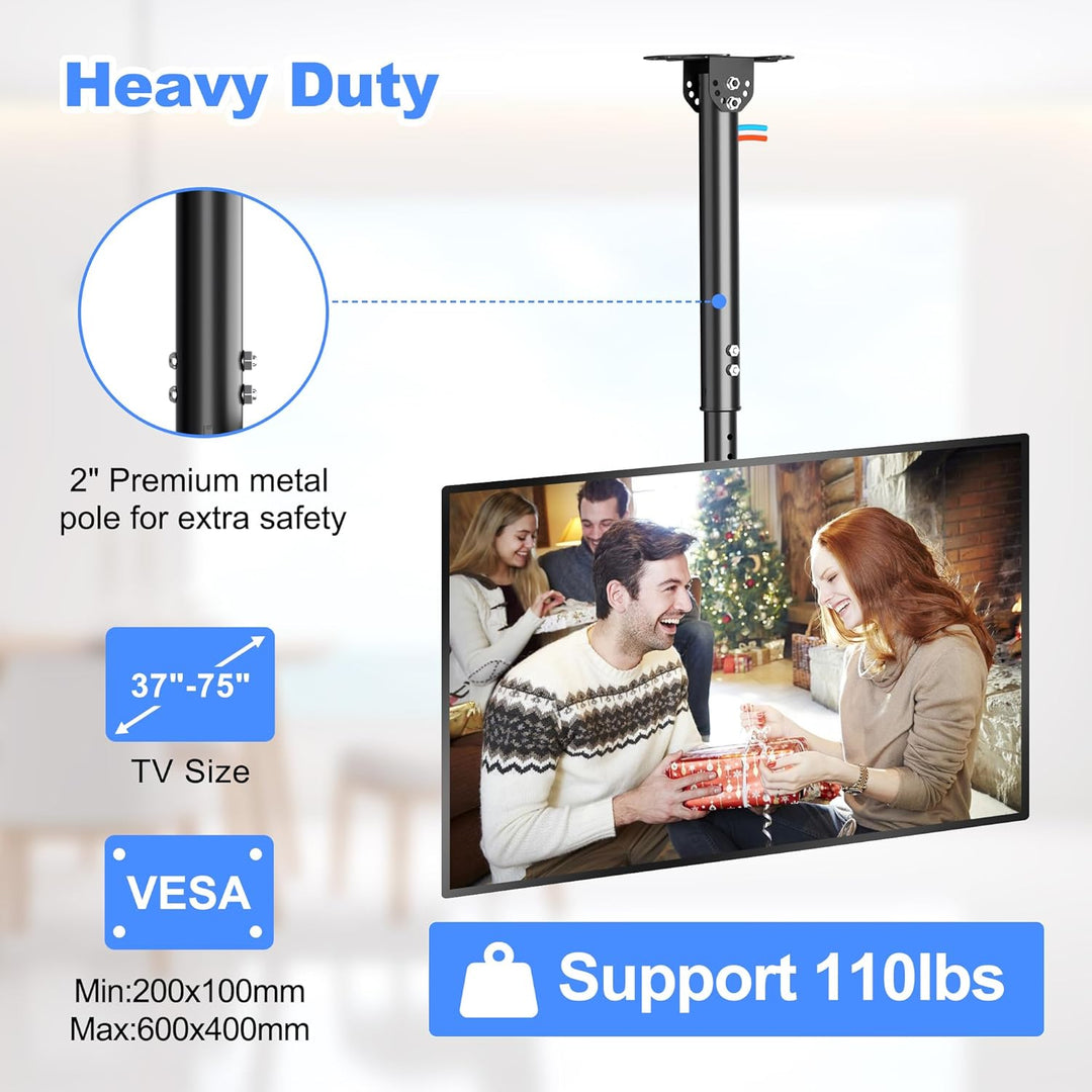 XINLEI TV Deckenhalterung, passend für die meisten 37-75 Zoll LCD-LED-Plasma-Panel-Displays mit max.