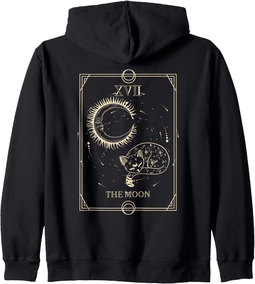 Dark Academia Tarotkarte Halbmond und Katze XVII Kapuzenjacke