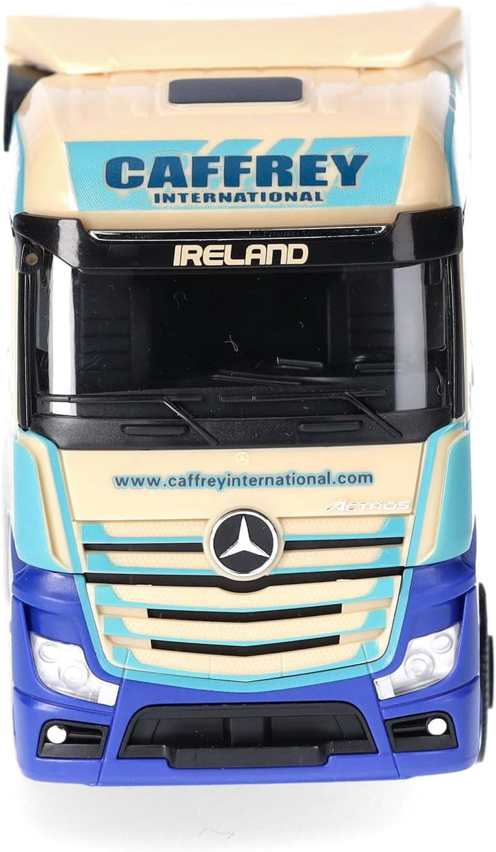 herpa LKW Modell Mercedes-Benz Actros 18 Bigspace Kühlkoffer-Sattelzug 80 Jahre Caffrey, Miniatur im