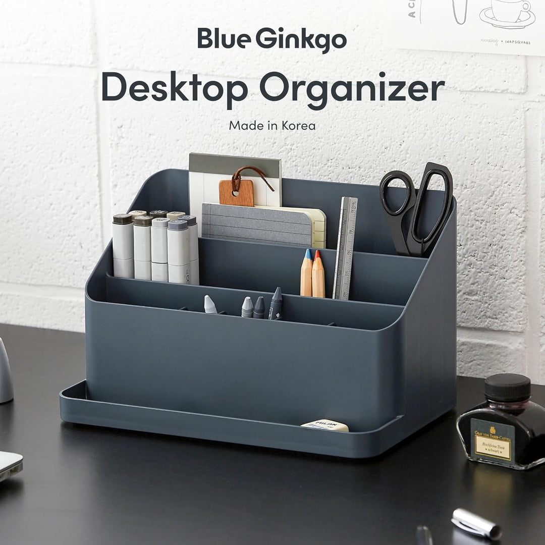 BLUE GINKGO Schreibtisch-Organizer – Aufbewahrung aus Korea für Stifte, Notizen, Briefe und Bürobeda