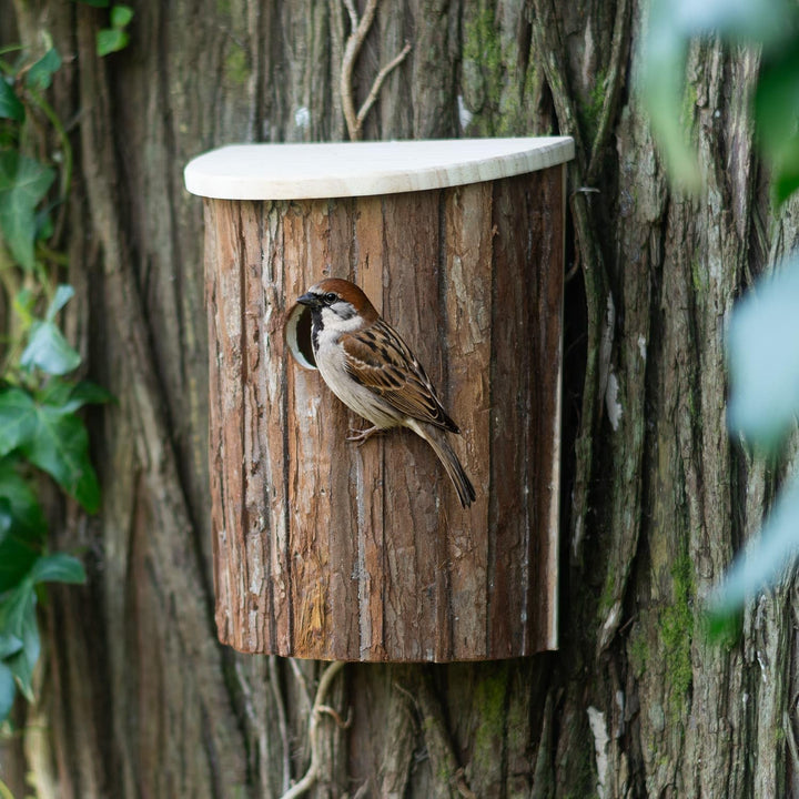 CKB LTD Vogelhaus Nistkasten aus natürlicher Rinde, Holz, einfacher Zugriff, rustikaler Nistkasten m