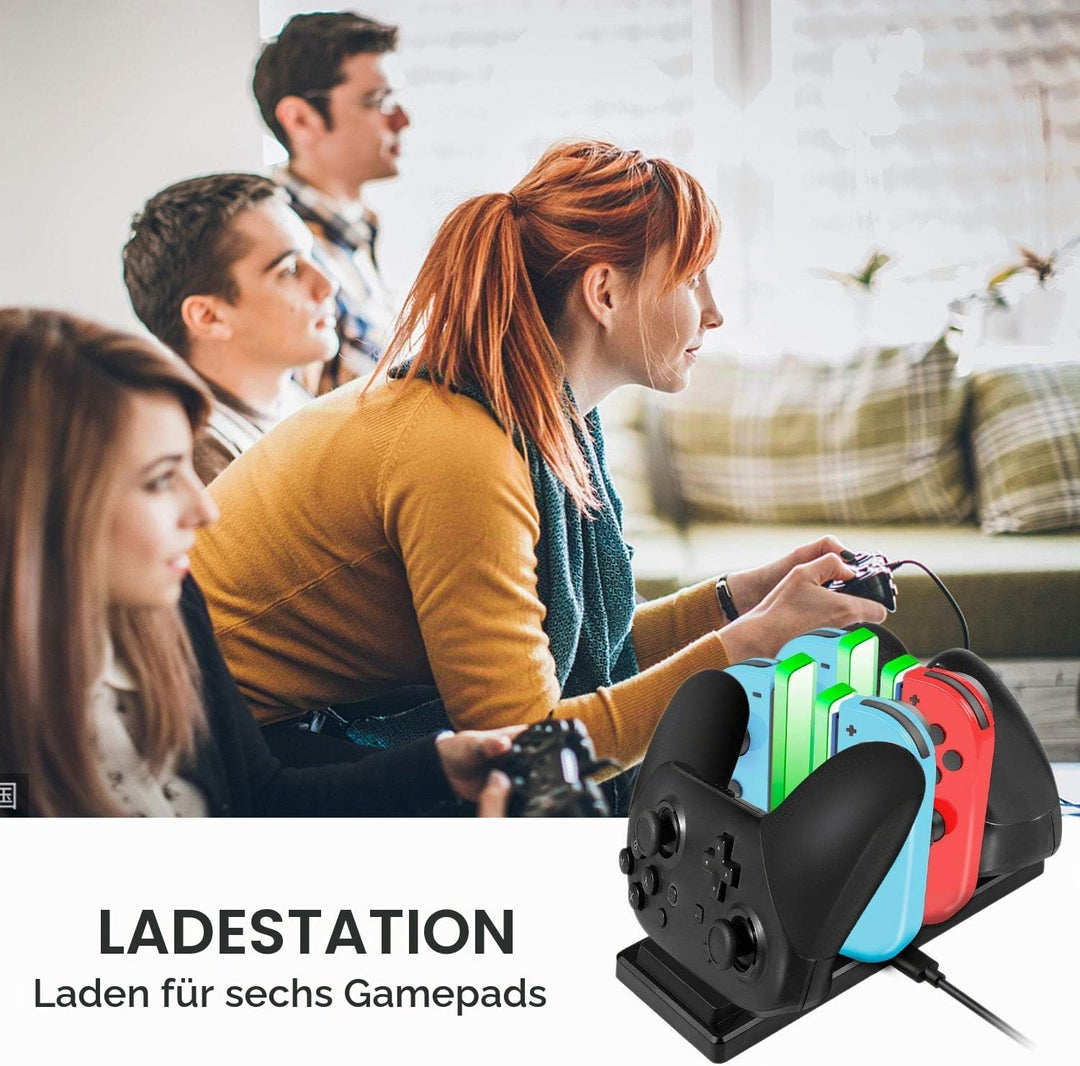 EXTSUD 6 in 1 Switch Controller Ladestation Pro Controller Ladegrät mit 4 Slots für Joy-Con und Typ-