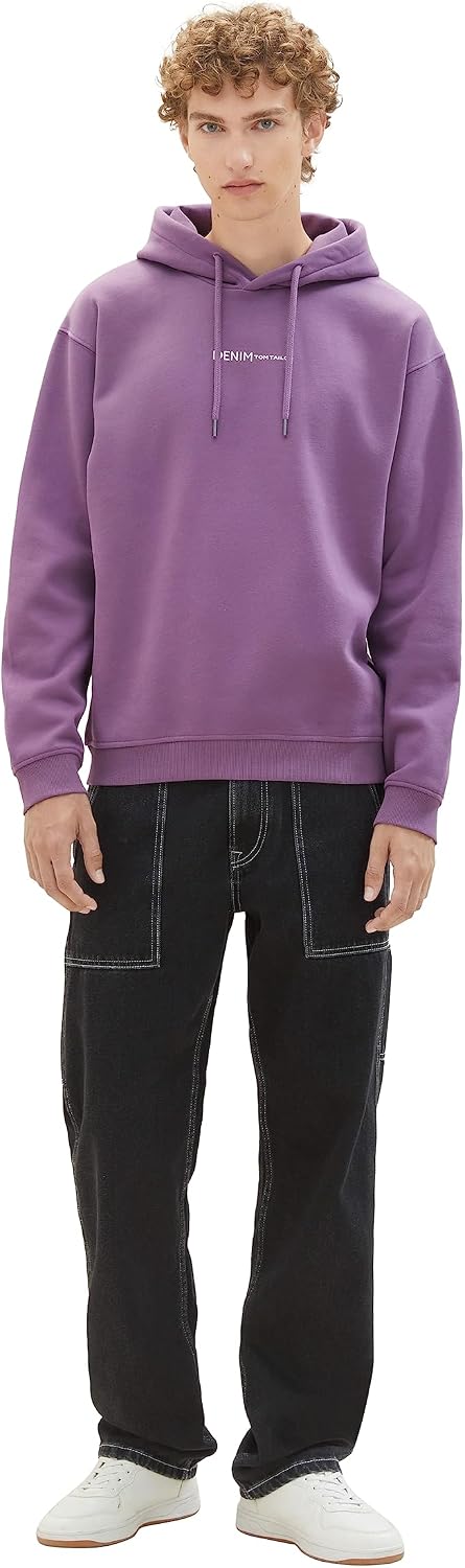 TOM TAILOR Denim Herren Hoodie Sweatshirt mit Logo-Print S 32248 - Dusty Grape, S 32248 - Dusty Grap