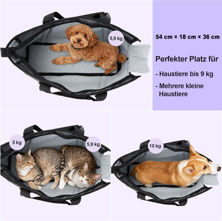Ownpets Grosse Hundetragetasche, Träger mit Taschen für Mittelgrosse Welpen, Flugzeuggenehmigt, Pass