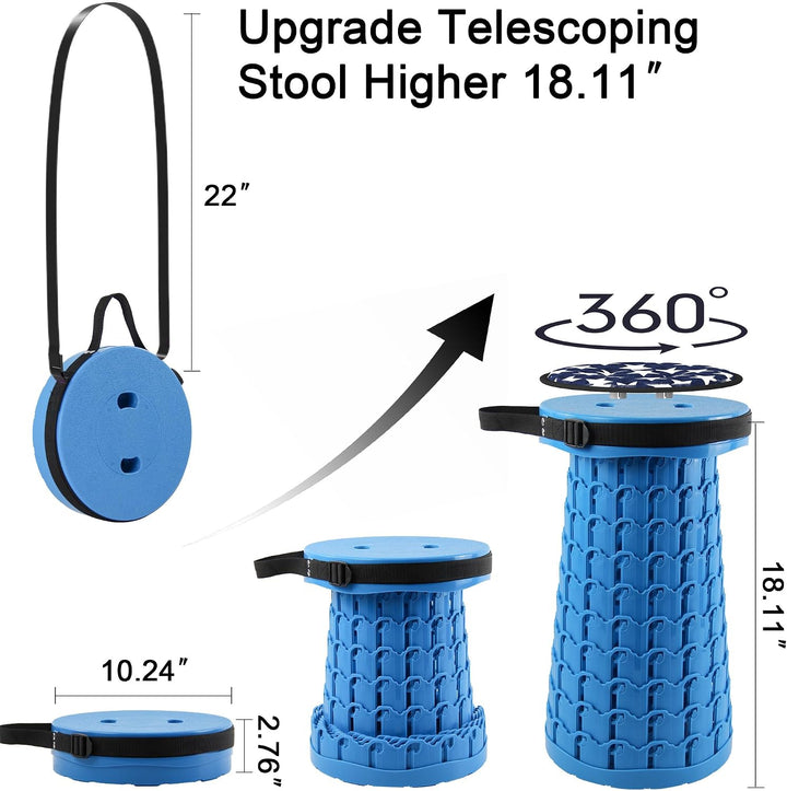 ALEVMOOM Tragbarer Klapphocker,Camping Hocker Teleskophocker,Klappbarer Hocker,Mini Leichte Campingh