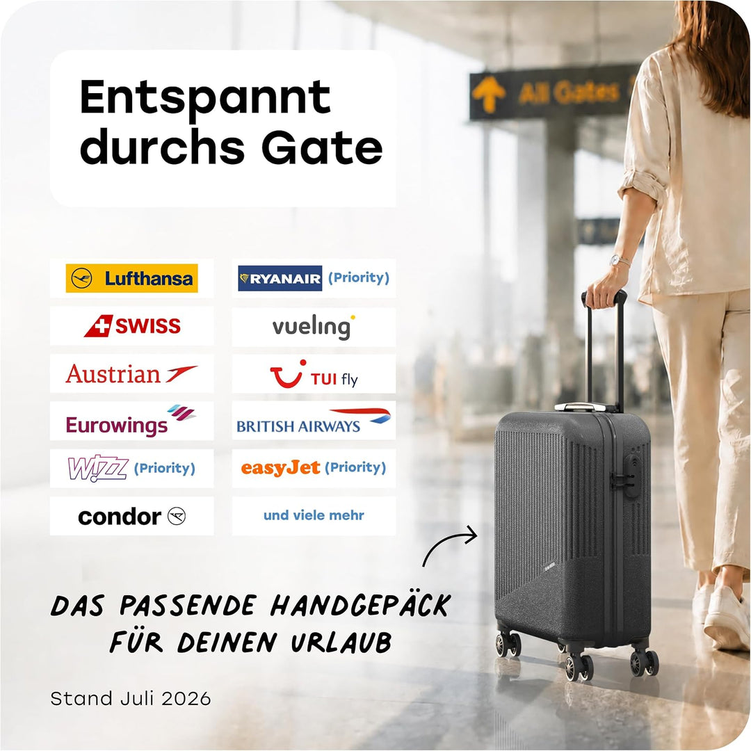 travelite 4-Rad Handgepäck Koffer klein 37 Liter, Gepäck Serie BALI: ABS Hartschalen Trolley erfüllt