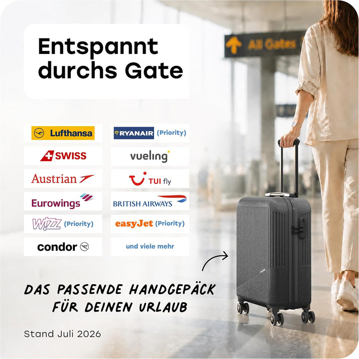 travelite 4-Rad Handgepäck Koffer klein 37 Liter, Gepäck Serie BALI: ABS Hartschalen Trolley erfüllt