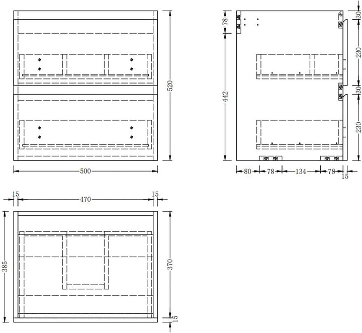Waschbeckenunterschrank 50 cm Unterschrank Waschtischunterschrank Anthrazit 50cm Anthrazit, 50cm Ant