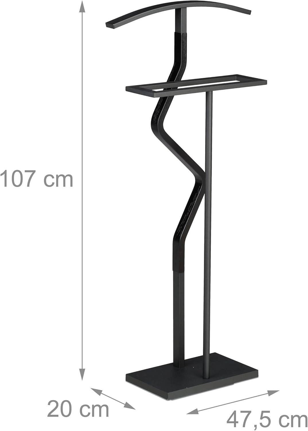 Relaxdays Herrendiener, HxBxT: 107 x 47,5 x 20 cm, Kleiderbutler, Hemd & Hose, Damendiener, aus Stah