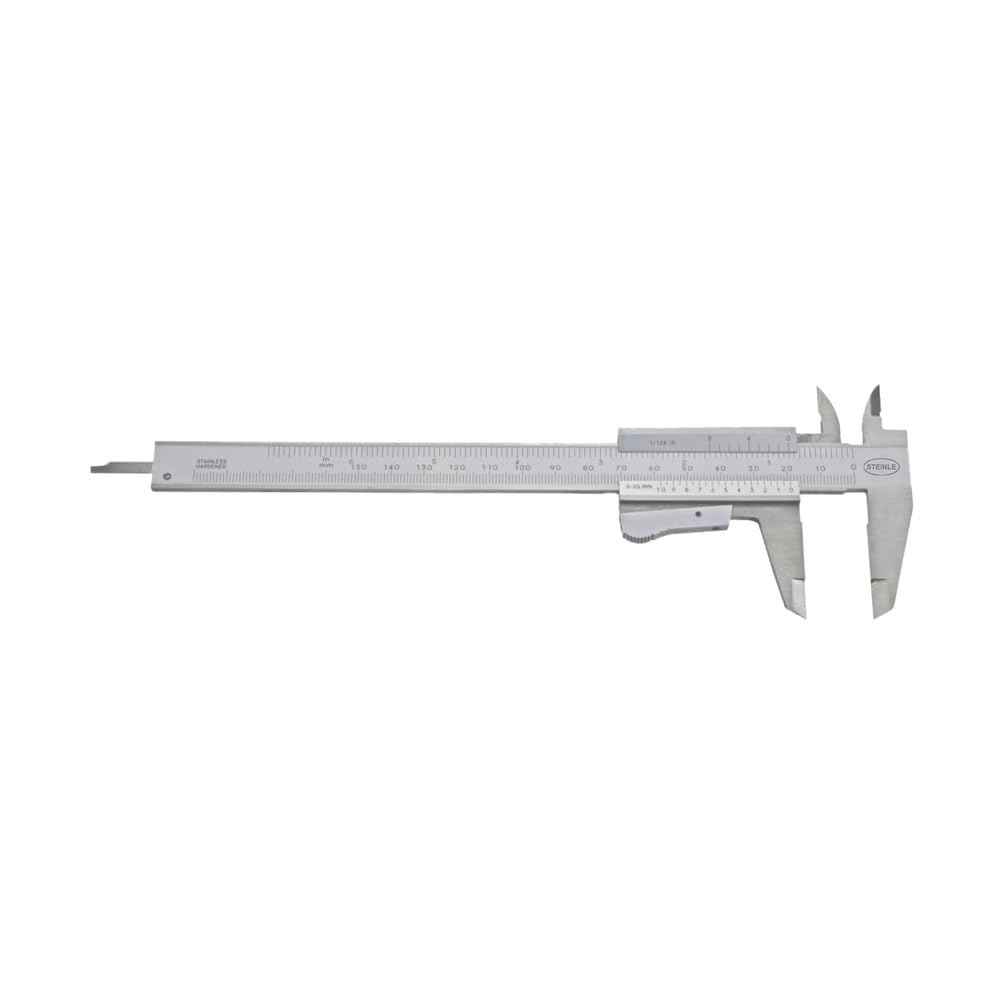 STEINLE 1103 Taschen Messschieber 150 mm für Linkshänder mit Momentklemmung, Ablesung: 0,05 mm DIN86