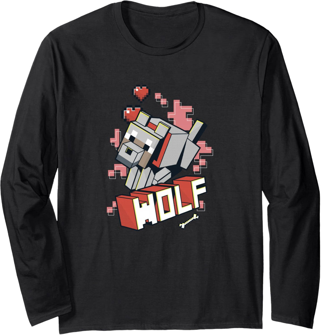 Minecraft Wolf Hero Love Langarmshirt