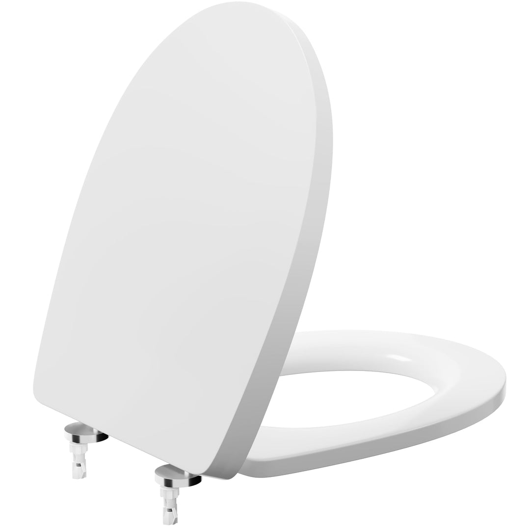 WC Sitz mit Absenkautomatik, Toilettendeckel Oval, Weiss Klobrille, Klodeckel Absenkautomatik, Toile