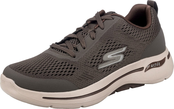 Skechers Herren Go Walk Arch Fit Idyllic Sneaker 39.5 EU Taupe Textile Synthetic Trim, 39.5 EU Taupe