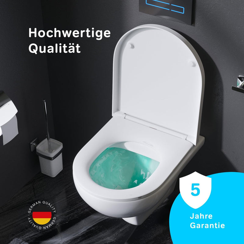 Spülrandloses WC, Toilette für Gäste-WC, Hänge-WC CTA1700WH Hit FlashClean aus Keramik, Wand WC Spül