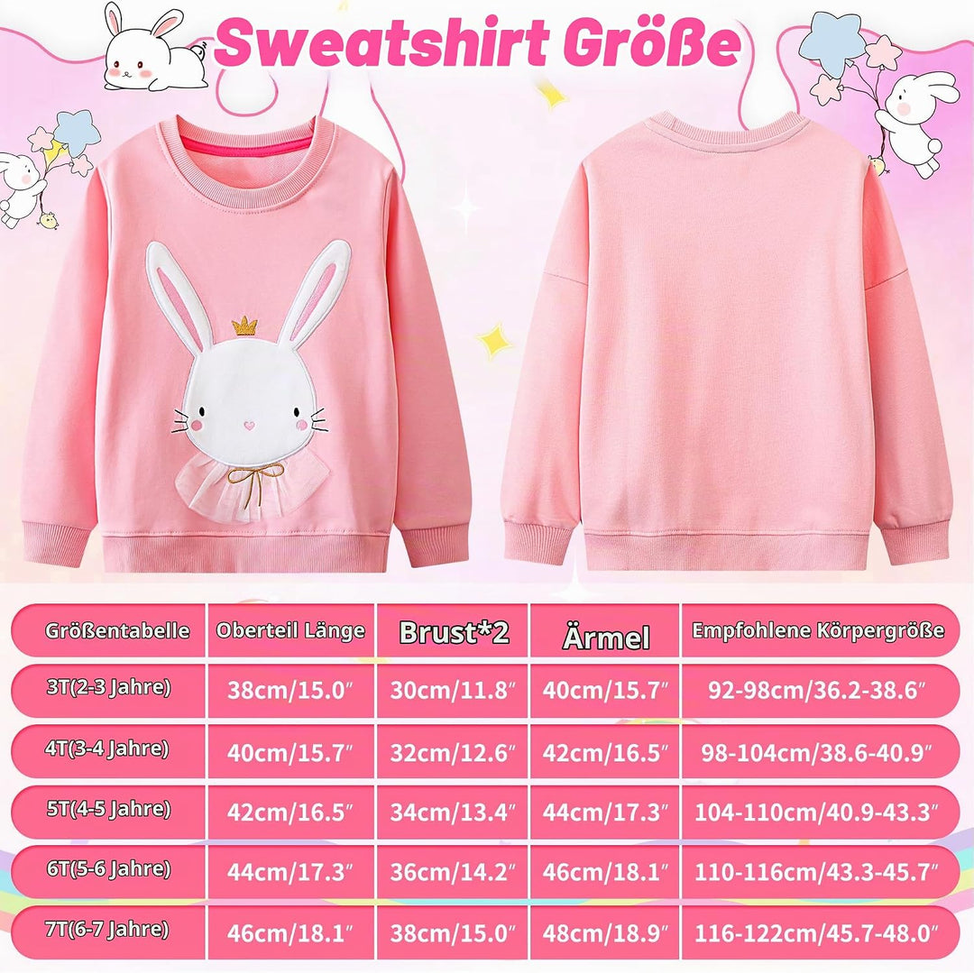Sweatshirt Kinder Mädchen Regenbogen Einhorn Sweatshirt Pullover Sport Grau Rosa Langarm Warm Baumwo