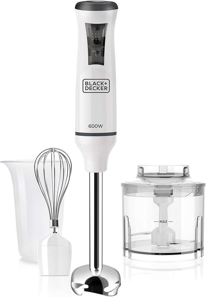 Black+Decker Stabmixer, 3 Zubehörteile, 600 W 3 Zubehörteile Single 600W, 3 Zubehörteile Single 600W