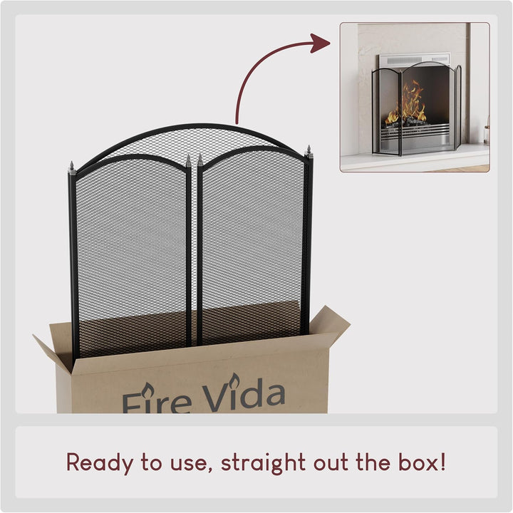 Fire Vida Selby Funkenschutzgitter für Kamine, 3-teilig, schwarz, Selby