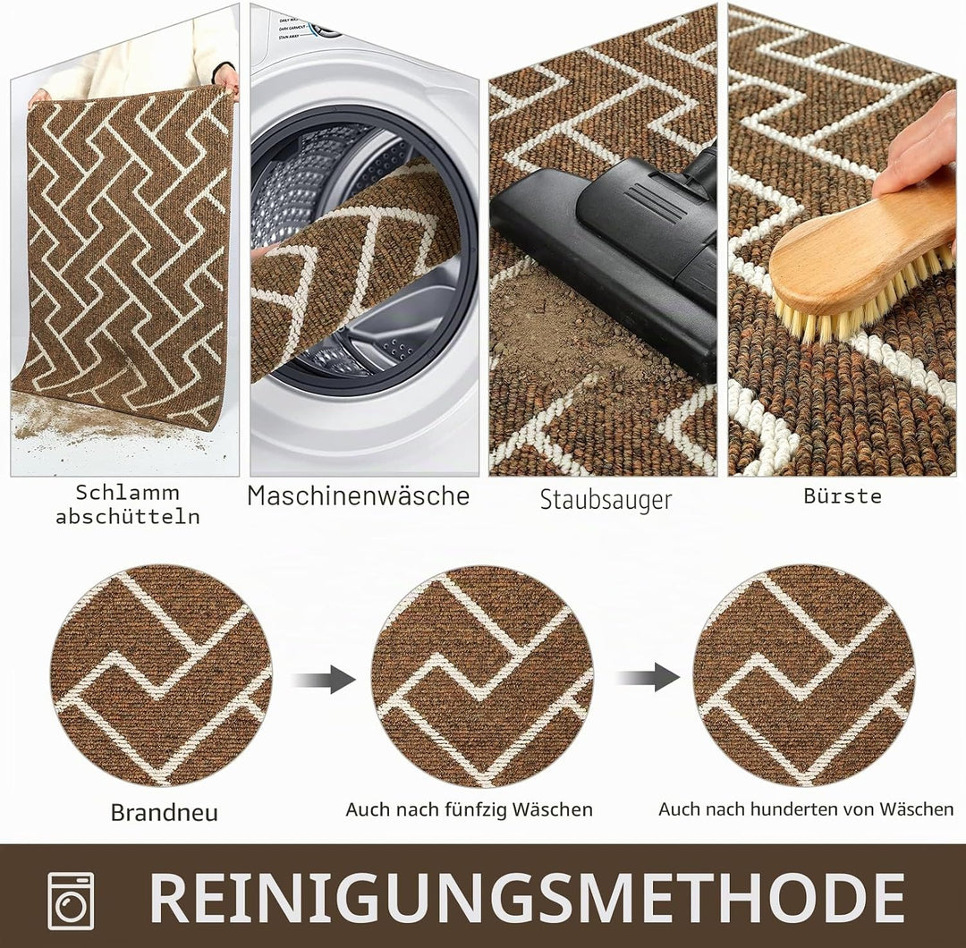 Fussmatte Innen, Wasserdicht Türmatte Schmutzfangmatte rutschfest Fussmatte Innen (Braun, 80 x 120 c
