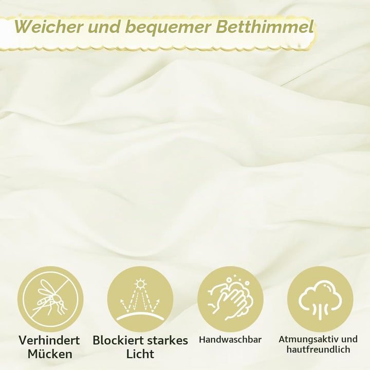 HOTUT Baldachin Kinderzimmer Vintage,Prinzessin Kinderbetthimmel mit Rüschen,Betthimmel Babybett Kin