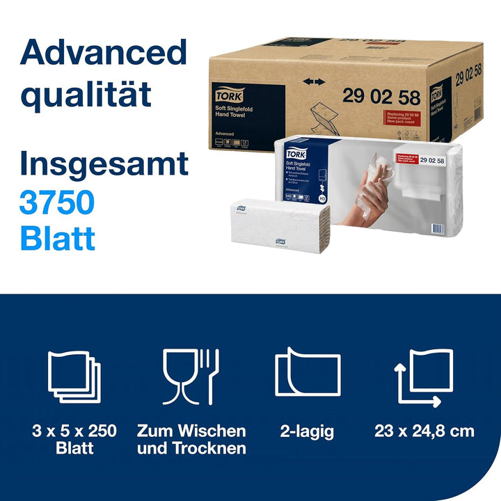 Tork Zickzack Papierhandtücher Universal 290152 - H3 Falthandtücher für Papierhandtuchspender - 1-la