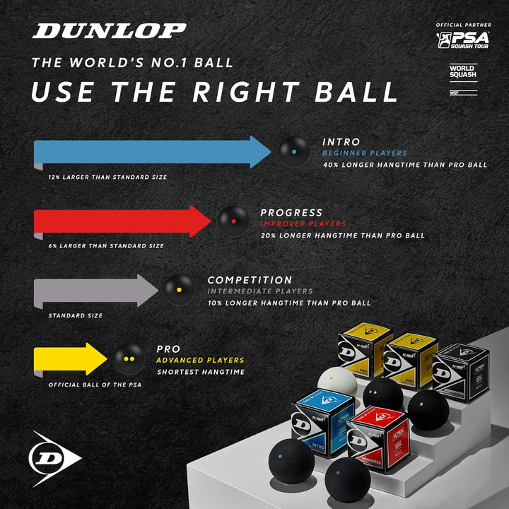 Dunlop Squashbälle Progress rot, für Freizeit- und Hobbyspieler – Speed mittelschnell 12 Balls, 12 B