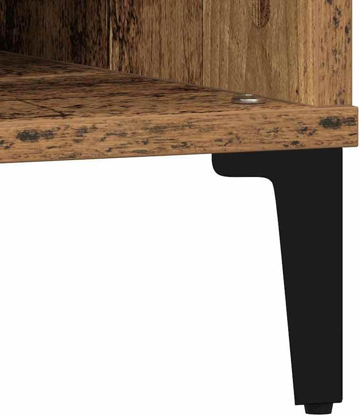 vidaXL rustikaler, brauner, quadratischer Couchtisch | Solides Altholz | Innenbereich mit Zwei einge