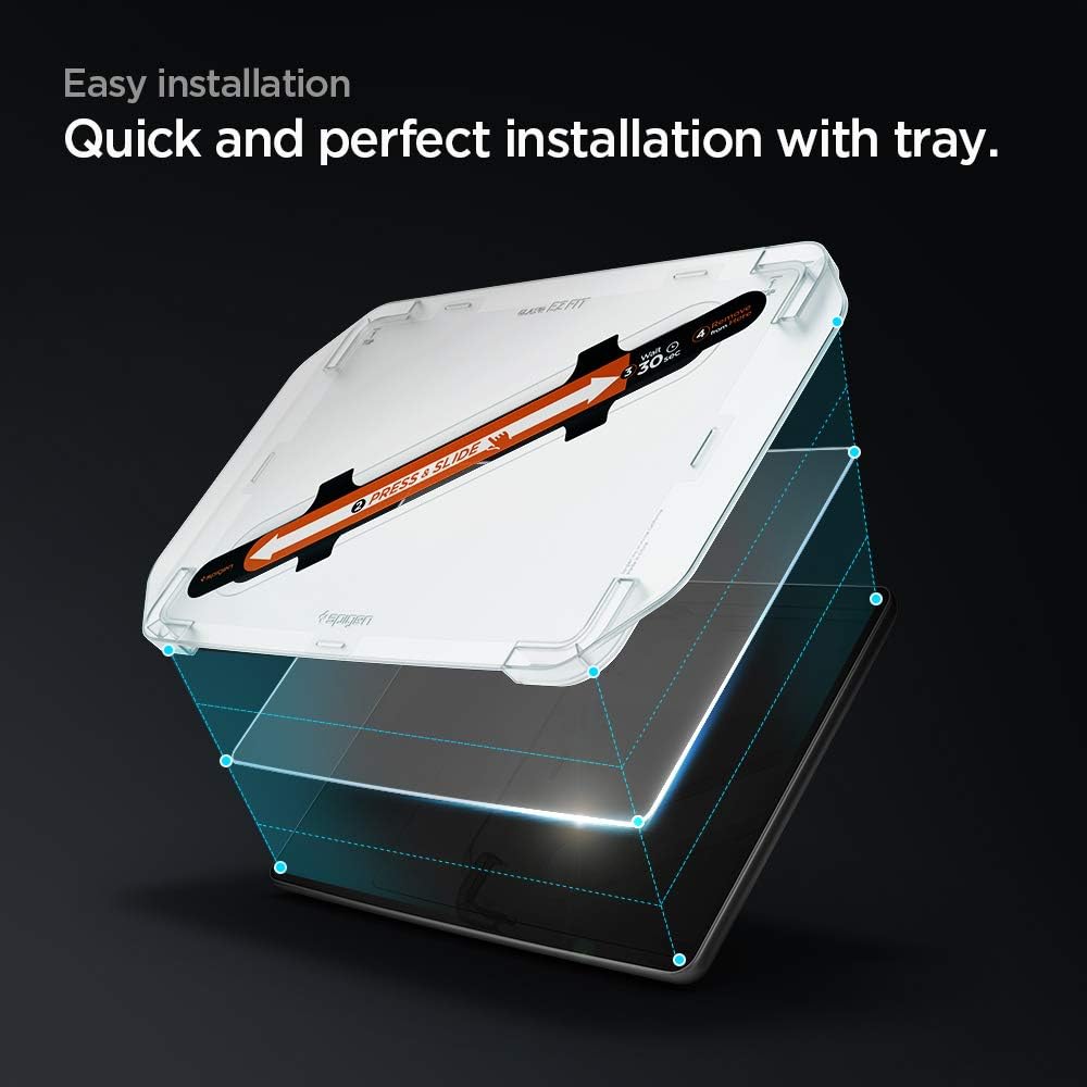 Spigen Glas.tR EZ Fit Schutzfolie kompatibel mit Tesla Model 3 / Y, Schablone für Installation entha