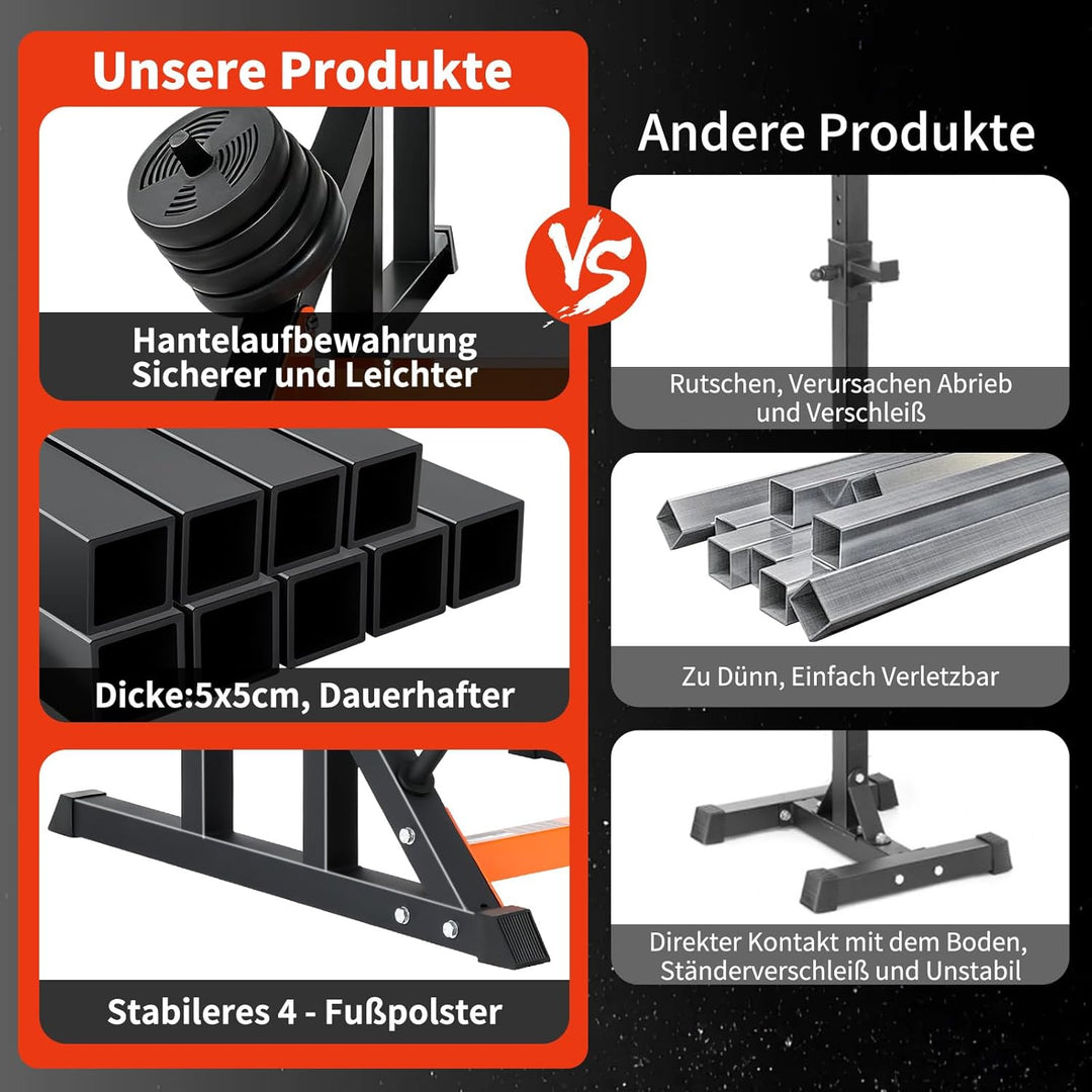 ISE Hantelständer Squat-Rack,hantelständer,langhantelständer mit 7 Höhenverstellbar Langhantelablage