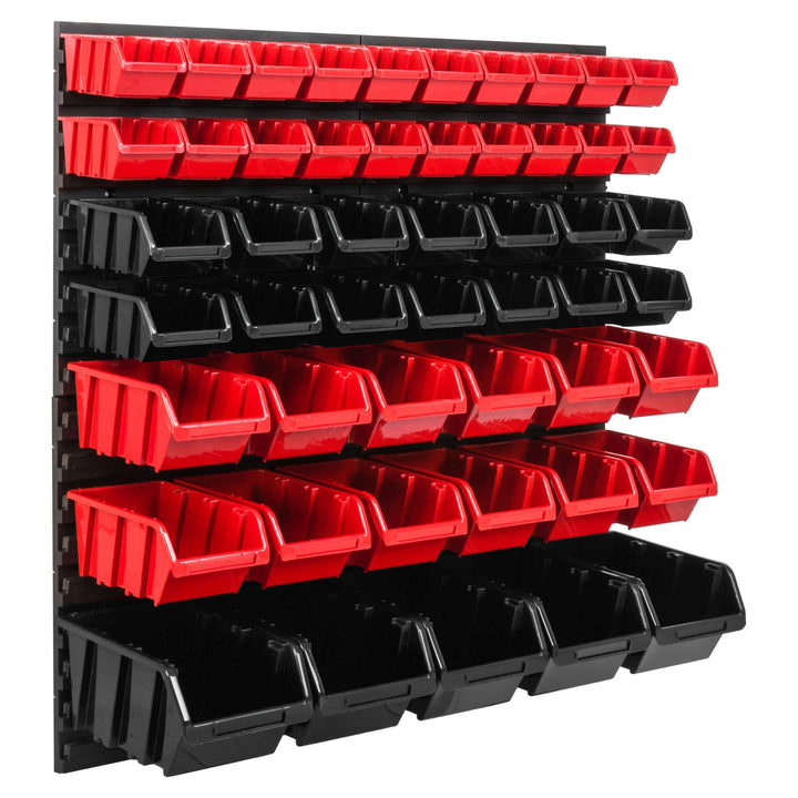 Lagersystem Werkstattregal | 78 x 78 cm | 47 stck. Box | Wandregal mit Stapelboxen - Wandplatten Ext