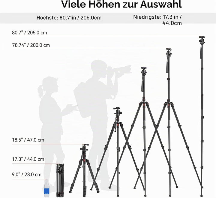 78"/200cm Kamerastativ, SMALLRIG Tripod Einbeinstativ mit 36mm 360 Panorama Kugelkopf, Professionell