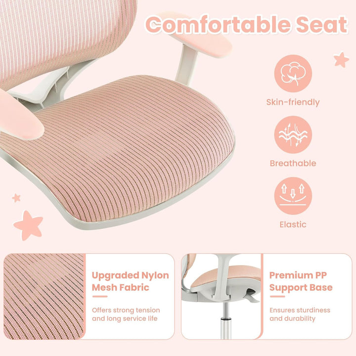 FANTASK Ergonomischer Schreibtischstuhl Kinder, Höhenverstellbar 43-55cm, 360° Drehstuhl mit Rückenl