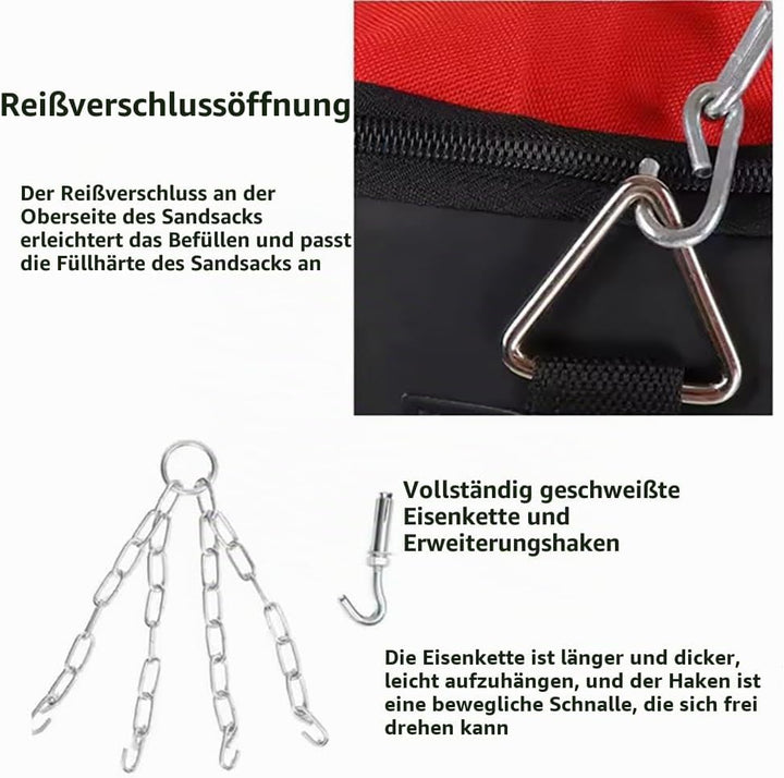 Boxsack Hängend, 15-in-1 Heavy Duty Boxsack, PU-Material Mit dickerer Kette kann 360° gedreht werden