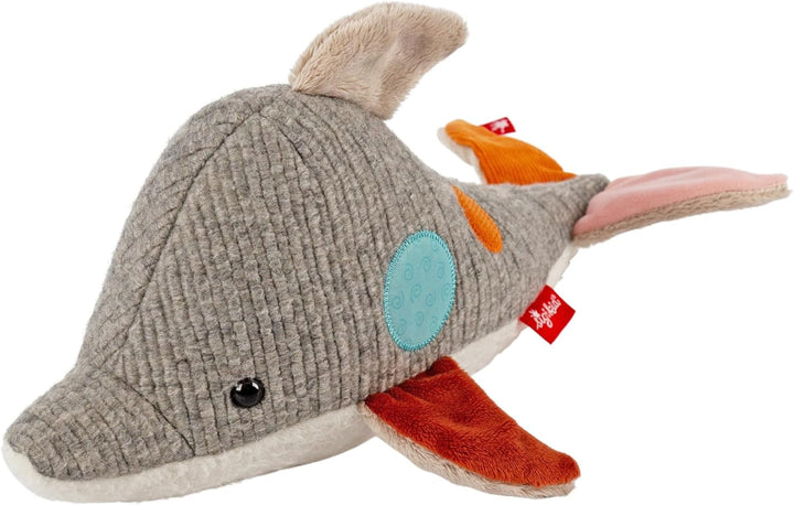 sigikid 43221 Kuscheltier Delfin Patchwork Sweety, Yellow für Mädchen und Jungen von 0 bis 8 Jahren