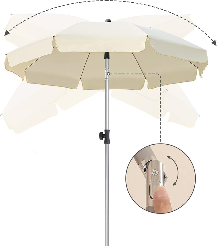 LIFERUN 200 cm Sonnenschirm, Marktschirm knickbar, Gartenschirm rund, 8 Stahlverstrebungen, Terrasse
