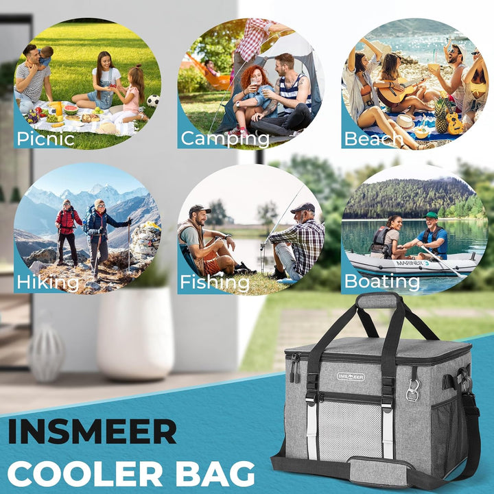 INSMEER Kühltasche Gross 50 l, Kühltaschen Faltbar für 80 Dosen, Faltbare/Auslaufsicher mit Öffner,