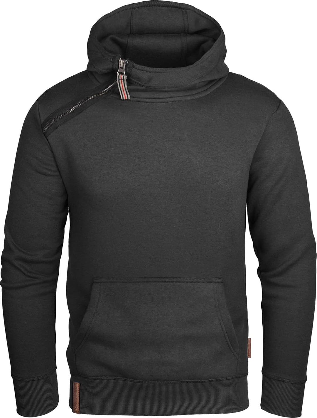 Grin&Bear Kapuzenpullover Herren Hoodie mit schräg Half Zip GEC435 XL Schwarz, XL Schwarz