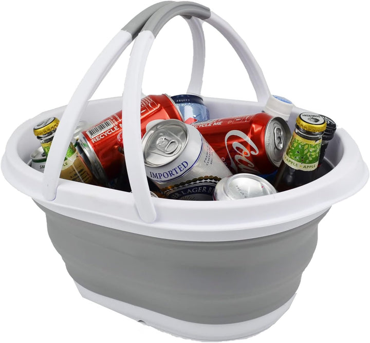 SAMMART 11L Faltbarer Korb mit Griff – Tragbarer Outdoor-Picknickkorb/Krater – Faltbare Einkaufstasc