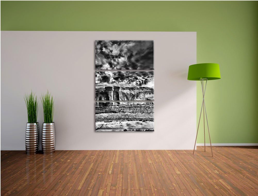 Pixxprint Monocrome, Mächtiges Monument Valley USA 3-Teiler Leinwandbild 120x80 Bild auf Leinwand