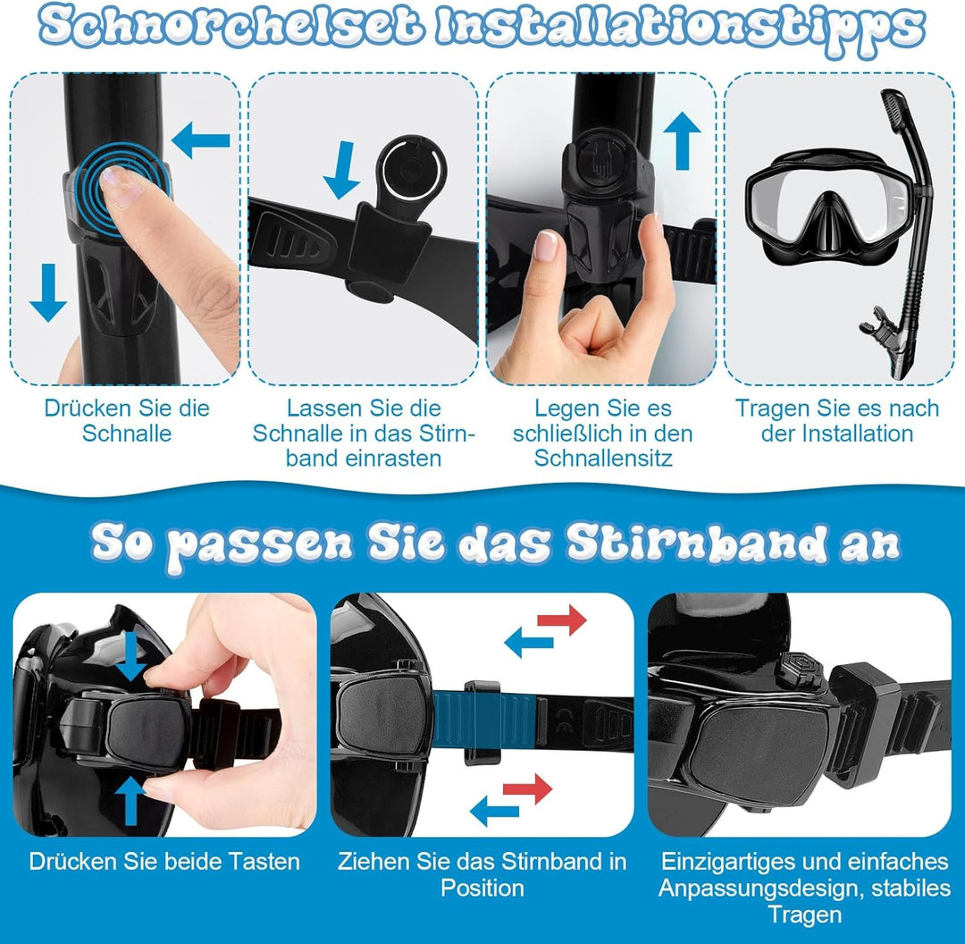 MILFECH Schnorchelset Erwachsene, Schnorcheln Set mit Taucherbrille und Trocken Schnorchel,Anti-Fog