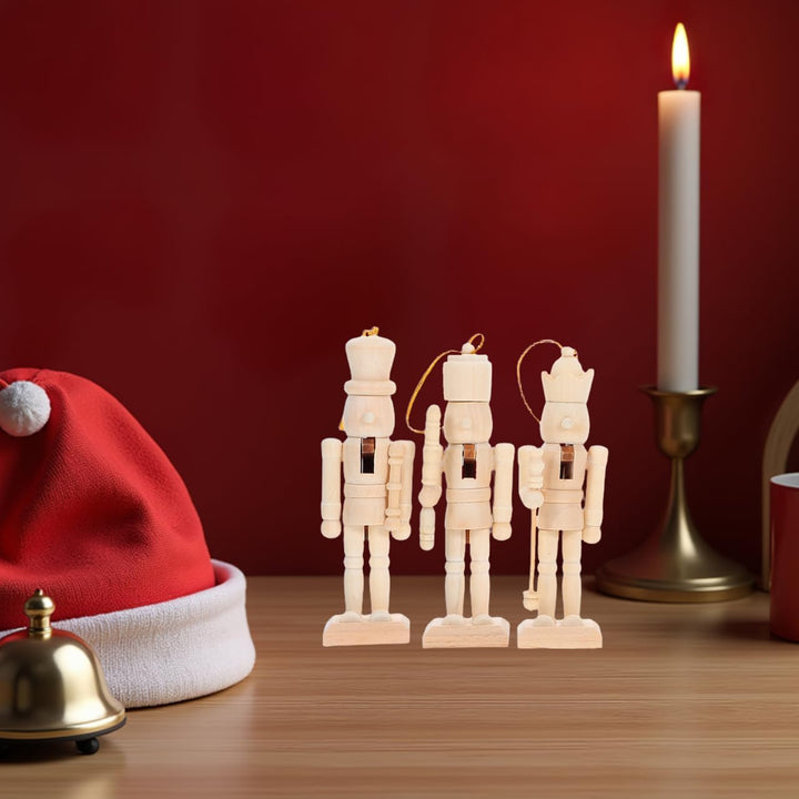 TOYANDONA 6 Stück DIY Nussknacker Soldat Figuren aus Holz Unbemalt zum Bemalen Stabile Weihnachtsdek