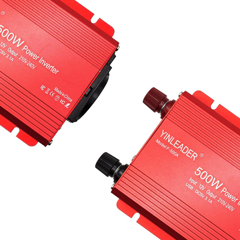 Yinleader Wechselrichter 12V zu 230V 500W KFZ Spannungswandler mit LED Display 2 USB Anschlüsse inkl