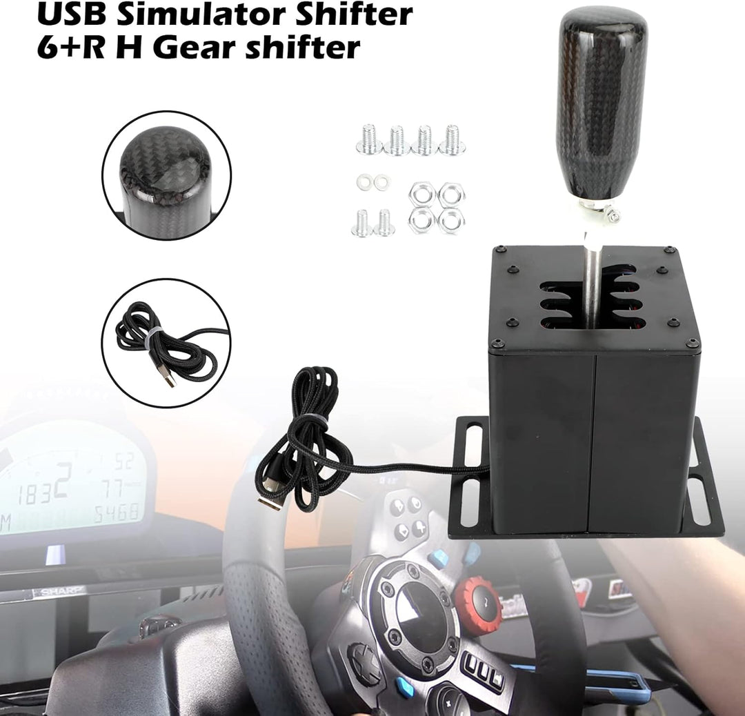 Bruce & Shark 6+R USB Simulator Shifter PC H Schalthebel für Logitech G29 G920 Lenkrad PC Schwarz 6+