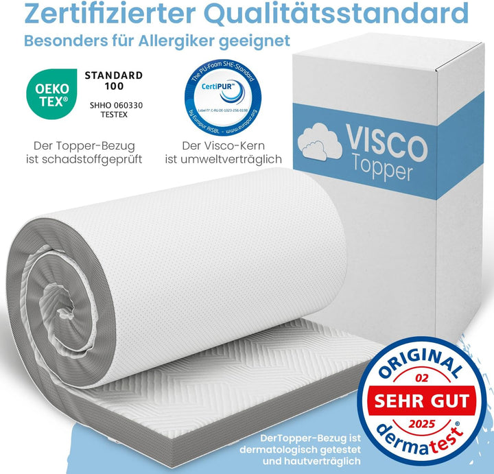 ELONEO Viscoelastischer Matratzen Topper 80x190cm, Matratzentopper mit Memory Foam Effekt, 4 cm Höhe
