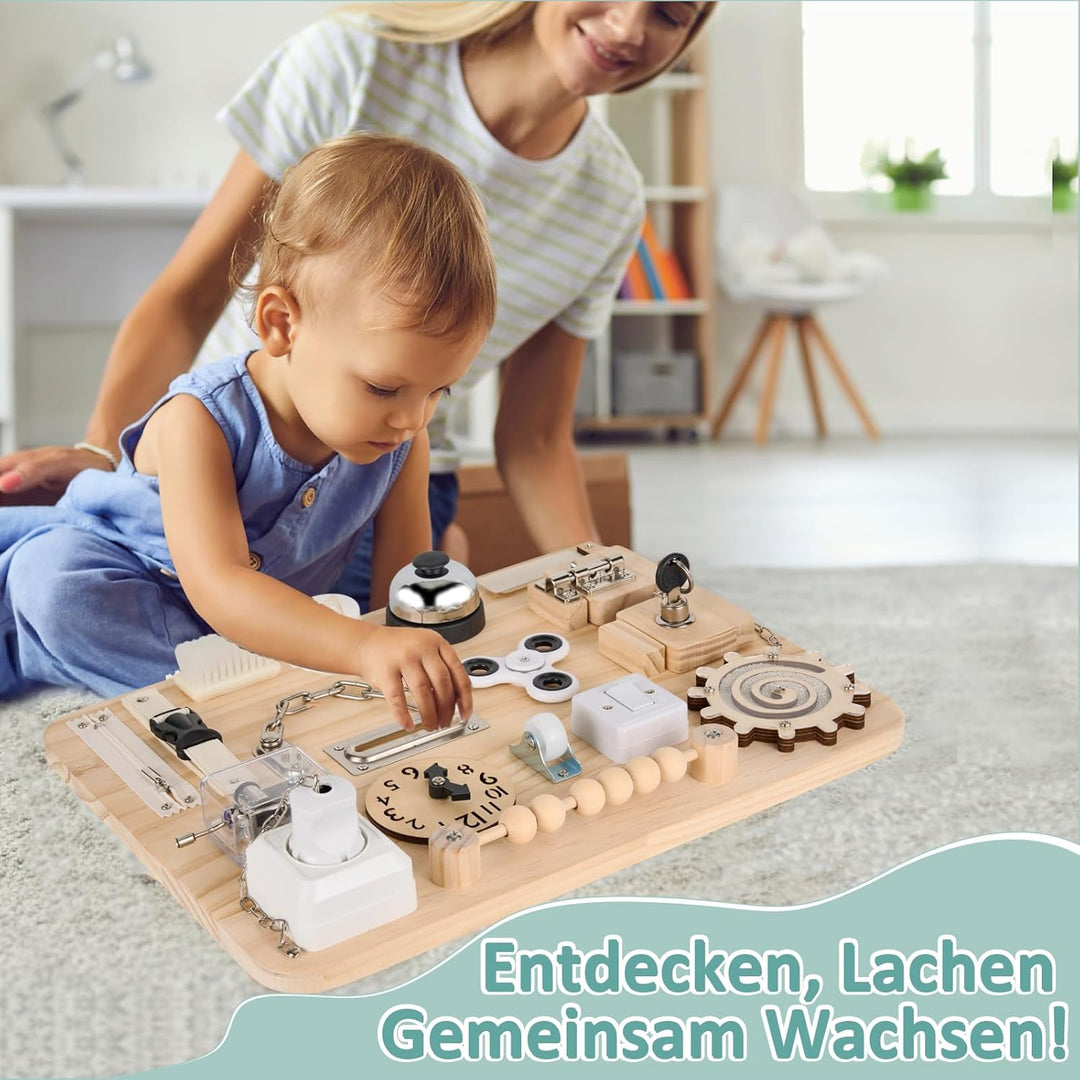 Potatomato Montessori Busy Board - Baby Spielzeug Sensorik Holzspielzeug Kinder Motorikspielzeug Ler