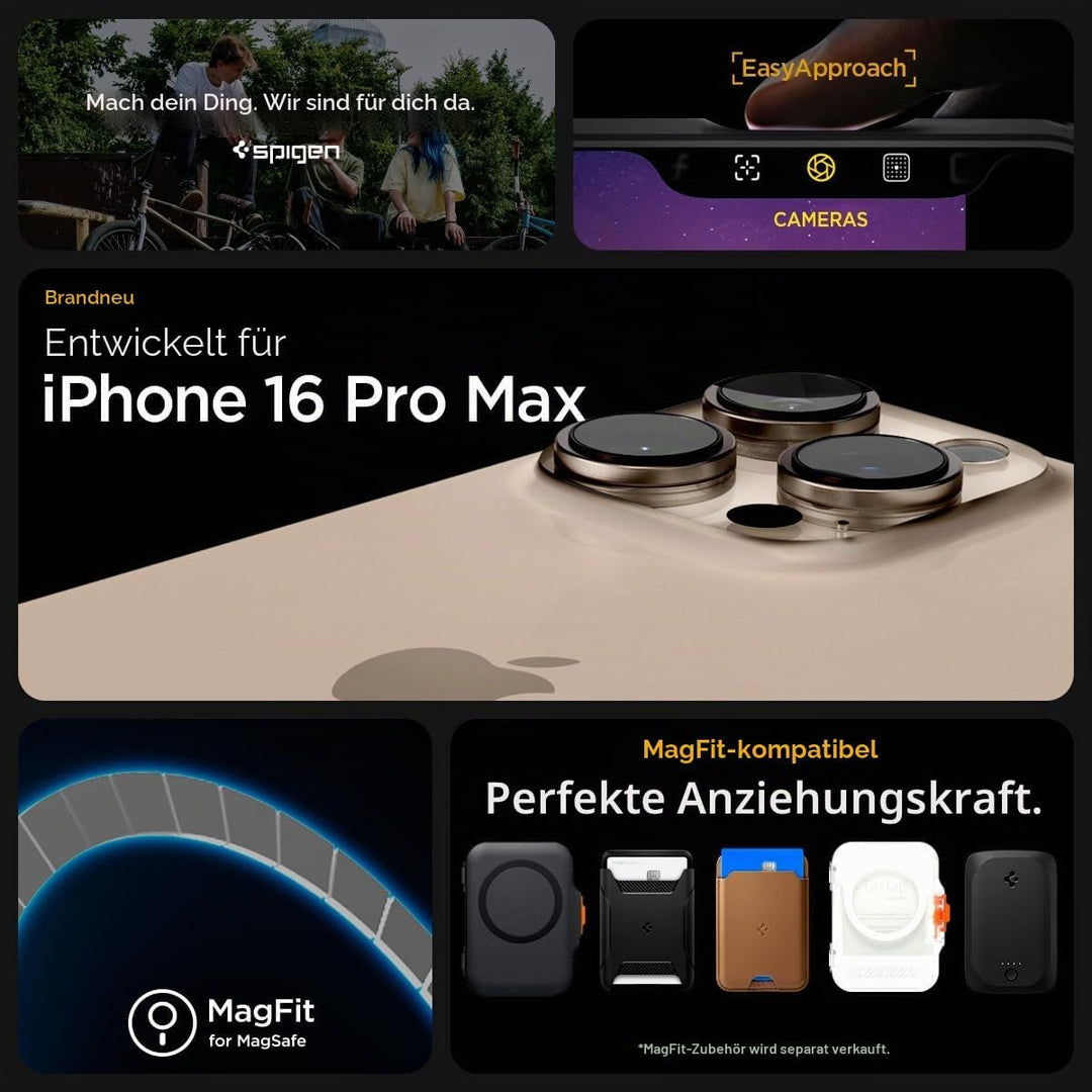 Spigen Rugged Armor MagFit Hülle für iPhone 16 Pro Max, Kompatibel mit MagSafe Zubehör -Matte Black