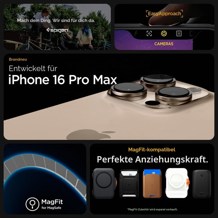 Spigen Rugged Armor MagFit Hülle für iPhone 16 Pro Max, Kompatibel mit MagSafe Zubehör -Matte Black